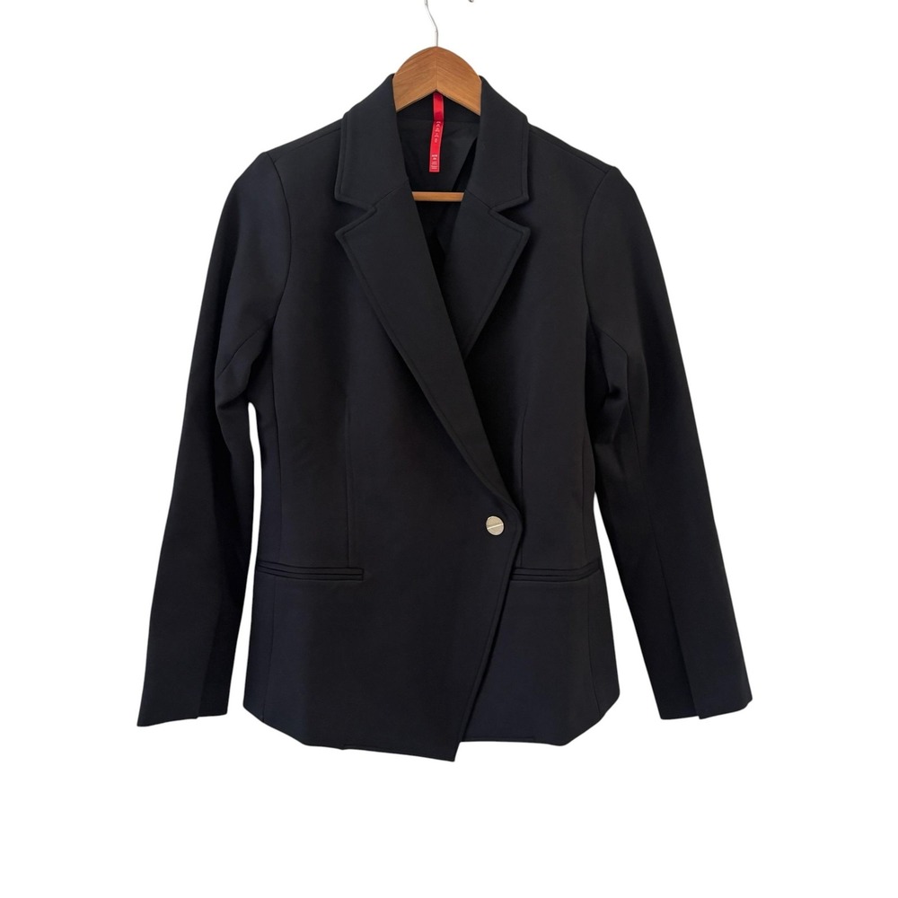 Spanx Ponte Stretch Blazer Womens M Black One Button Lined Workwear Office NWOT